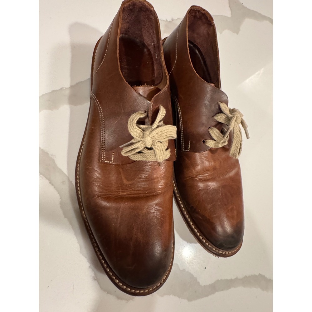 Cinti Mens Brown Leather Derby Shoes Made in Italy Vero Cuoio Size 40